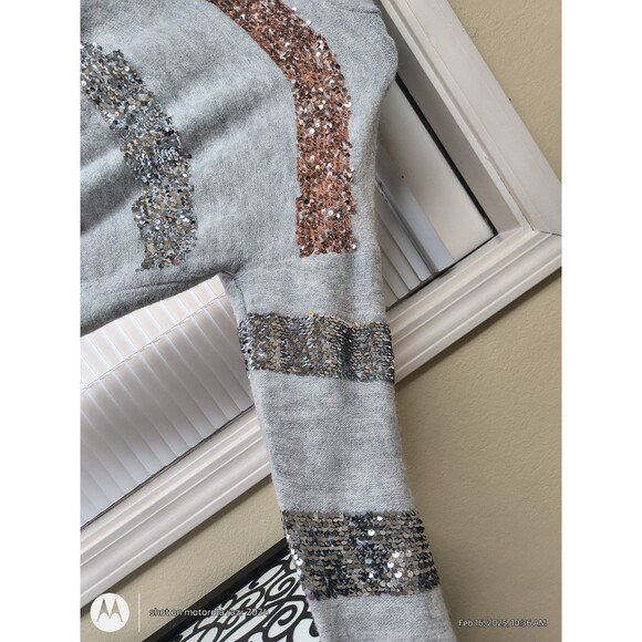 Nine West Women's Gray Hooded Sequin Sweater Size XXL - Picture 5 of 12